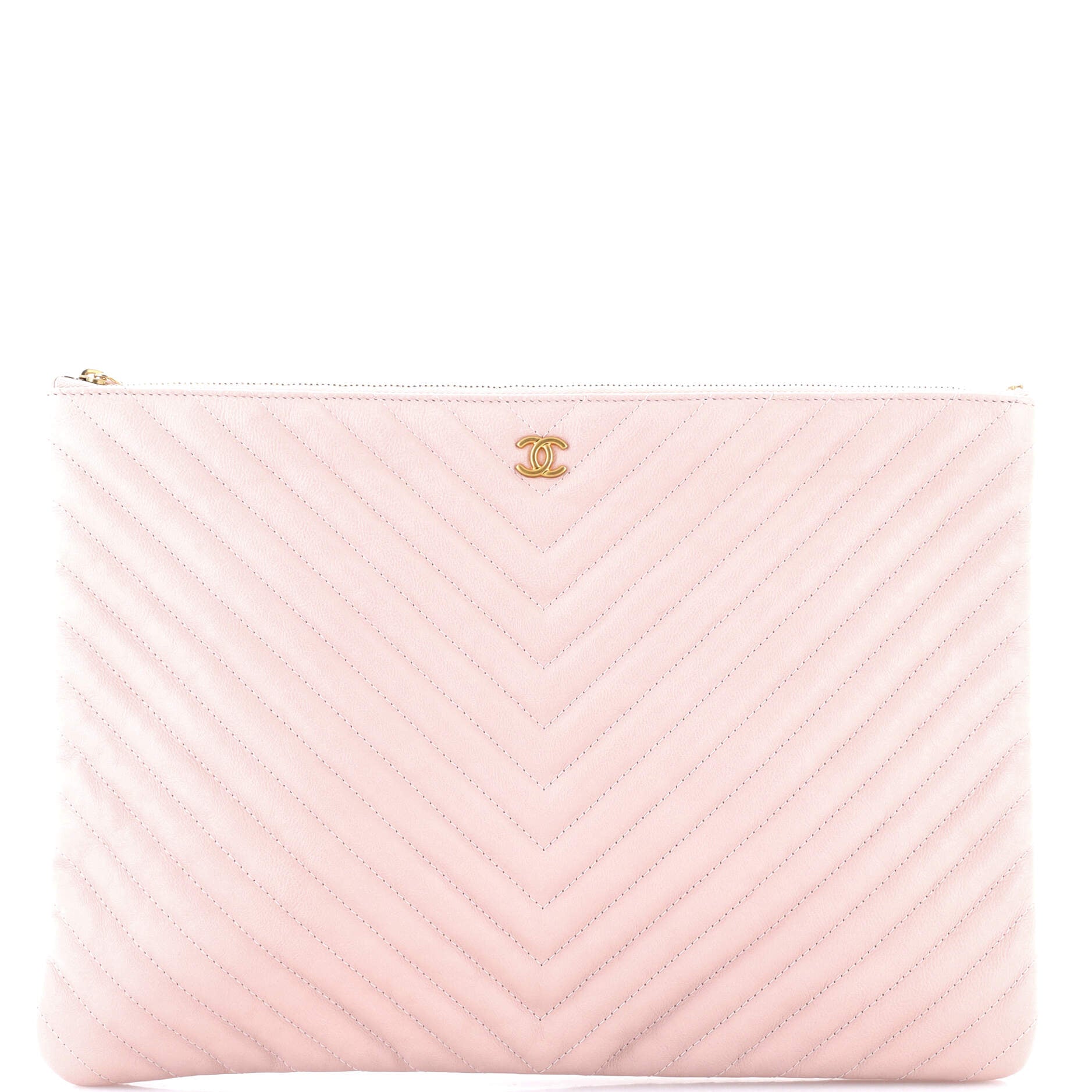 O Case Clutch Chevron Calfskin Large