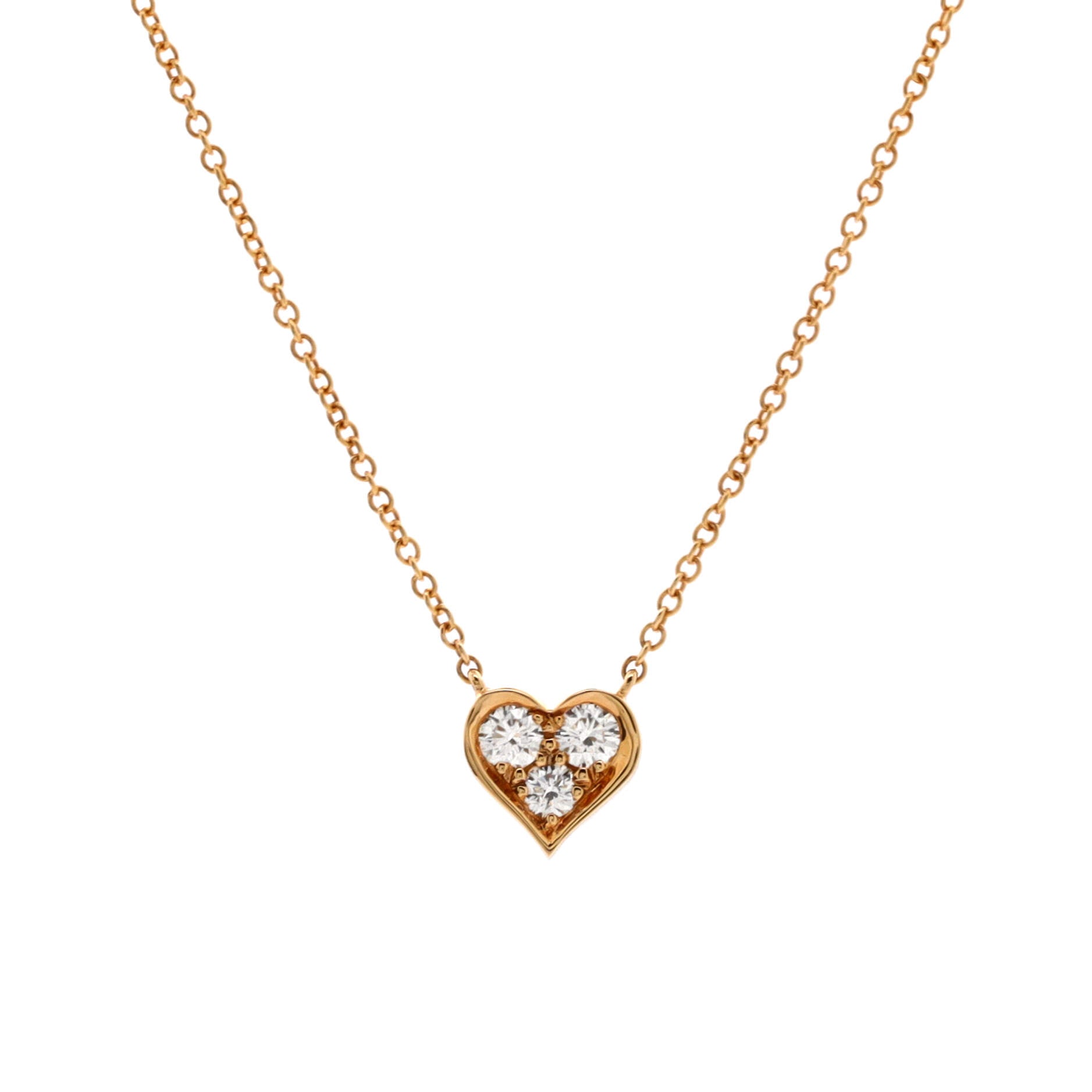 Sentimental Heart 3 Diamond Pendant Necklace 18K Rose Gold with Diamonds