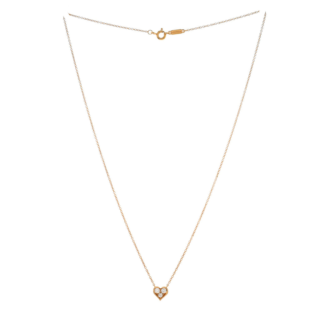 Sentimental Heart 3 Diamond Pendant Necklace 18K Rose Gold with Diamonds