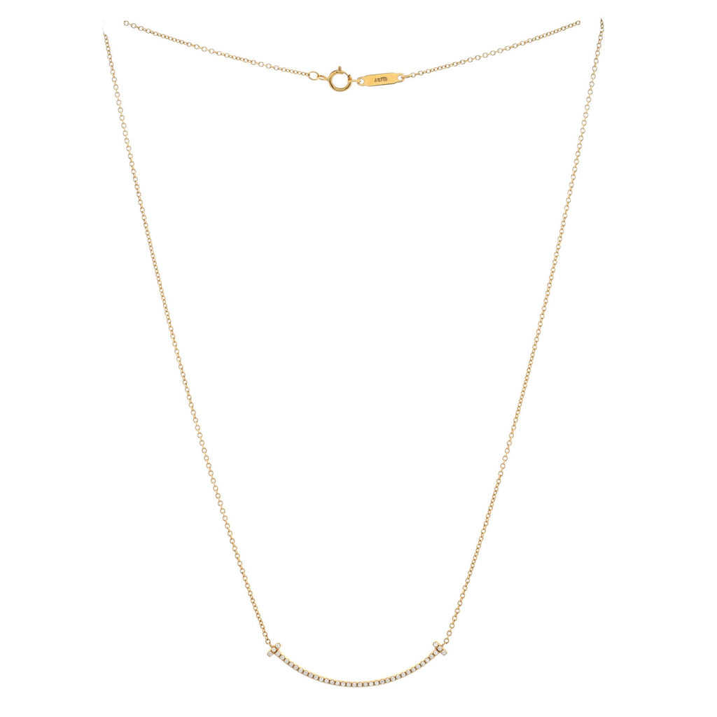 T Smile Pendant Necklace 18K Yellow Gold and Diamonds Small