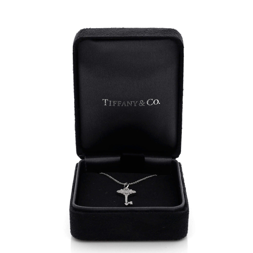 Victoria Key Pendant Necklace Platinum and 18k White Gold with Diamonds Mini