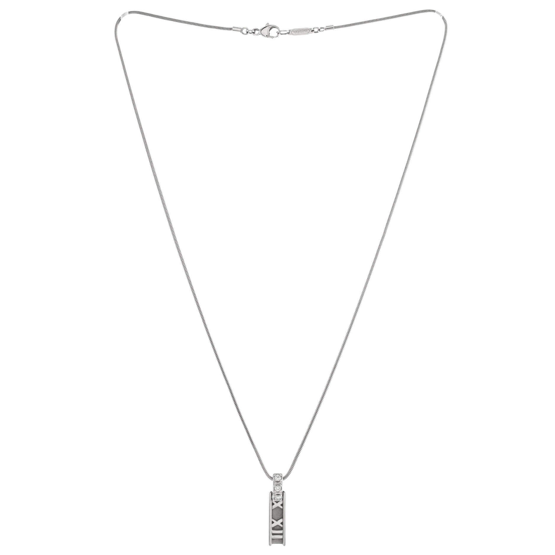 Atlas Bar Pendant Necklace 18K White Gold with Diamonds