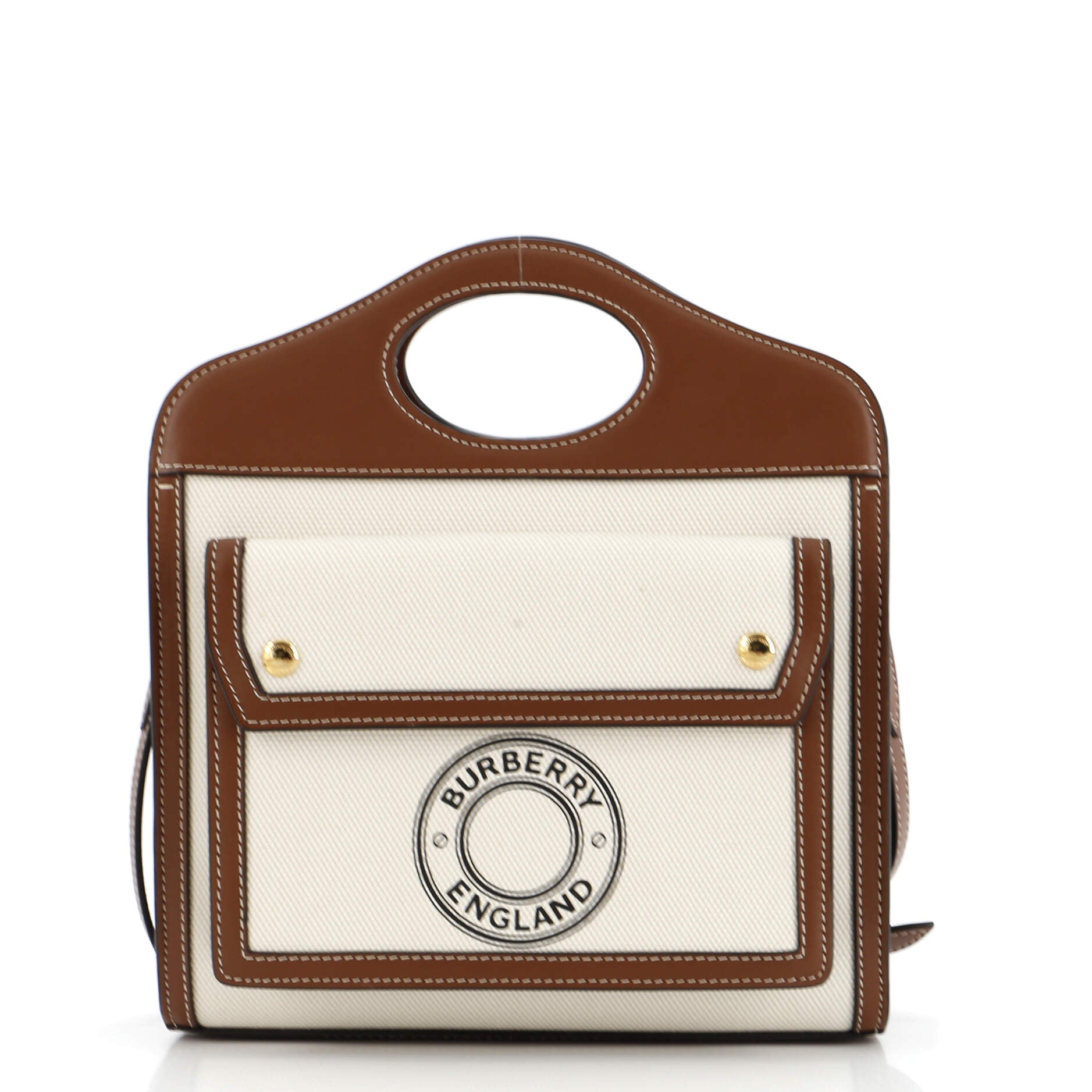 Logo Pocket Tote Canvas with Leather Mini