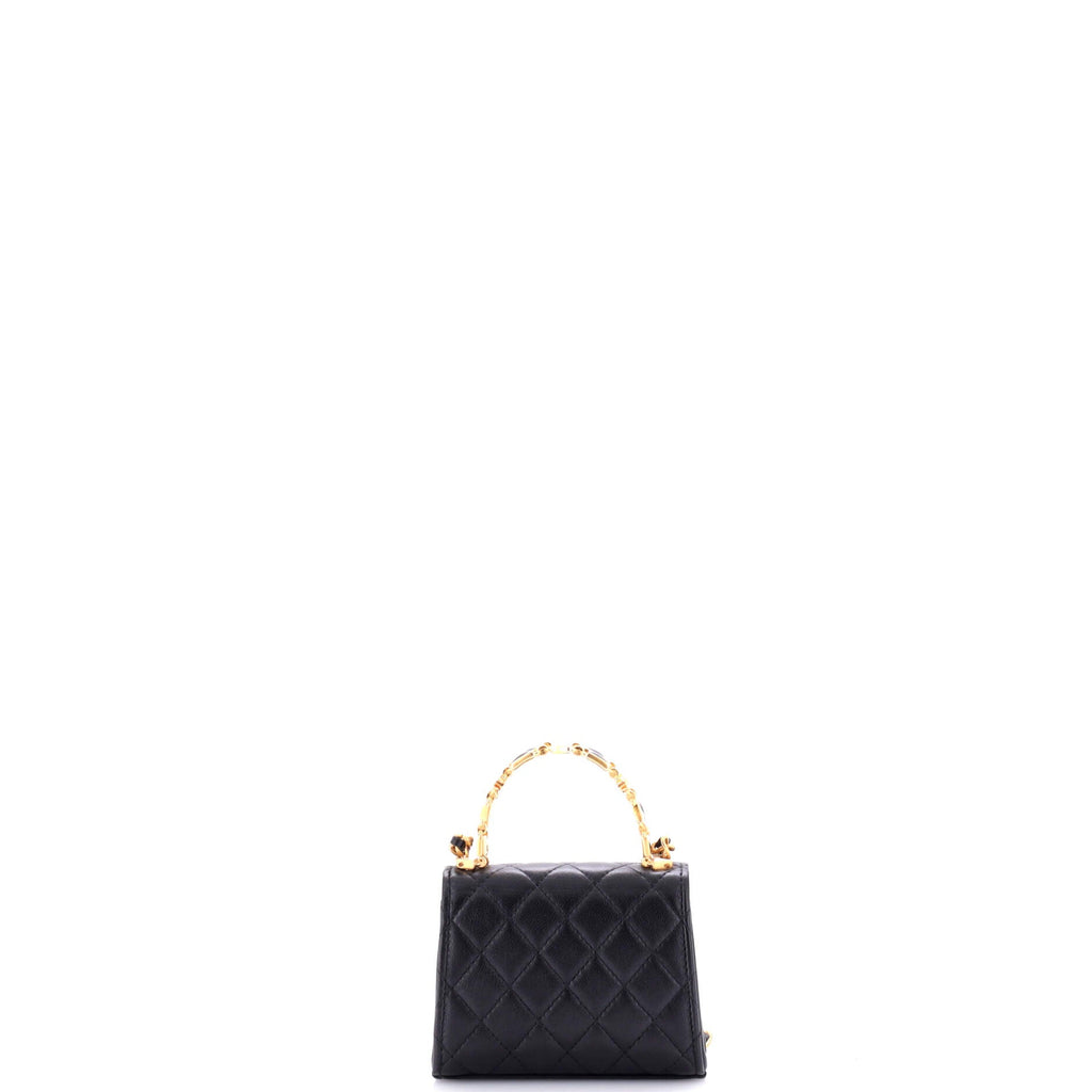 Coco Enamel Top Handle Flap Bag Quilted Lambskin Small