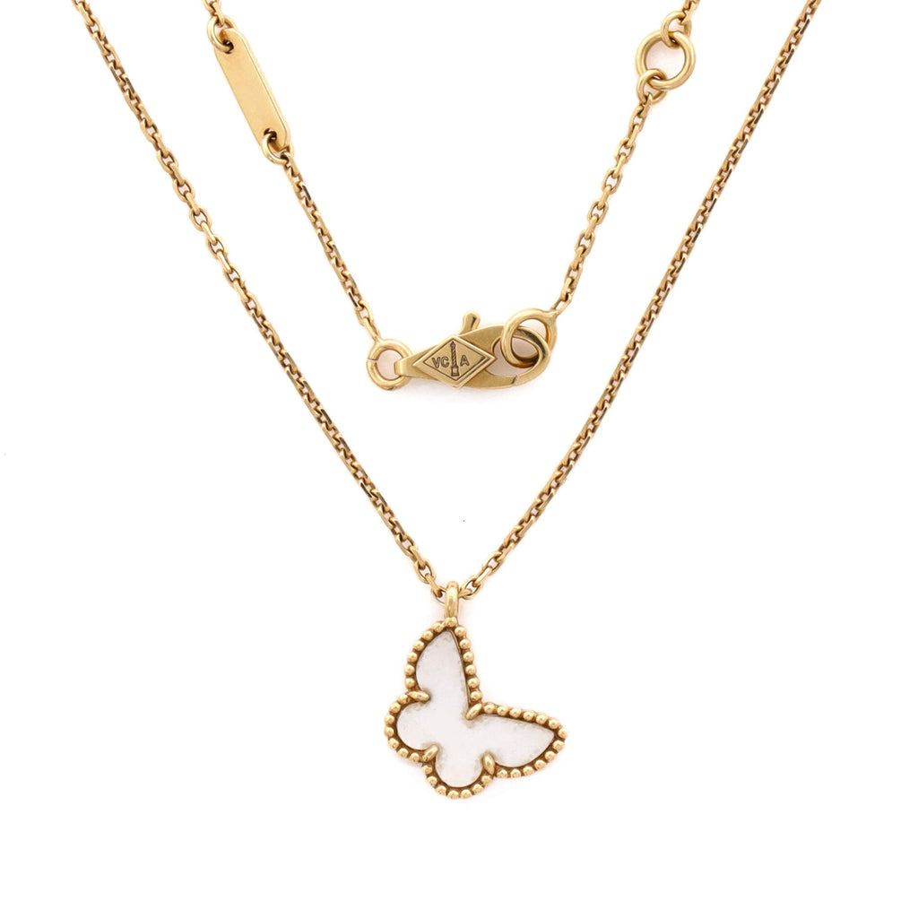 Sweet Alhambra Butterfly Pendant Necklace 18K Yellow Gold and Mother of Pearl