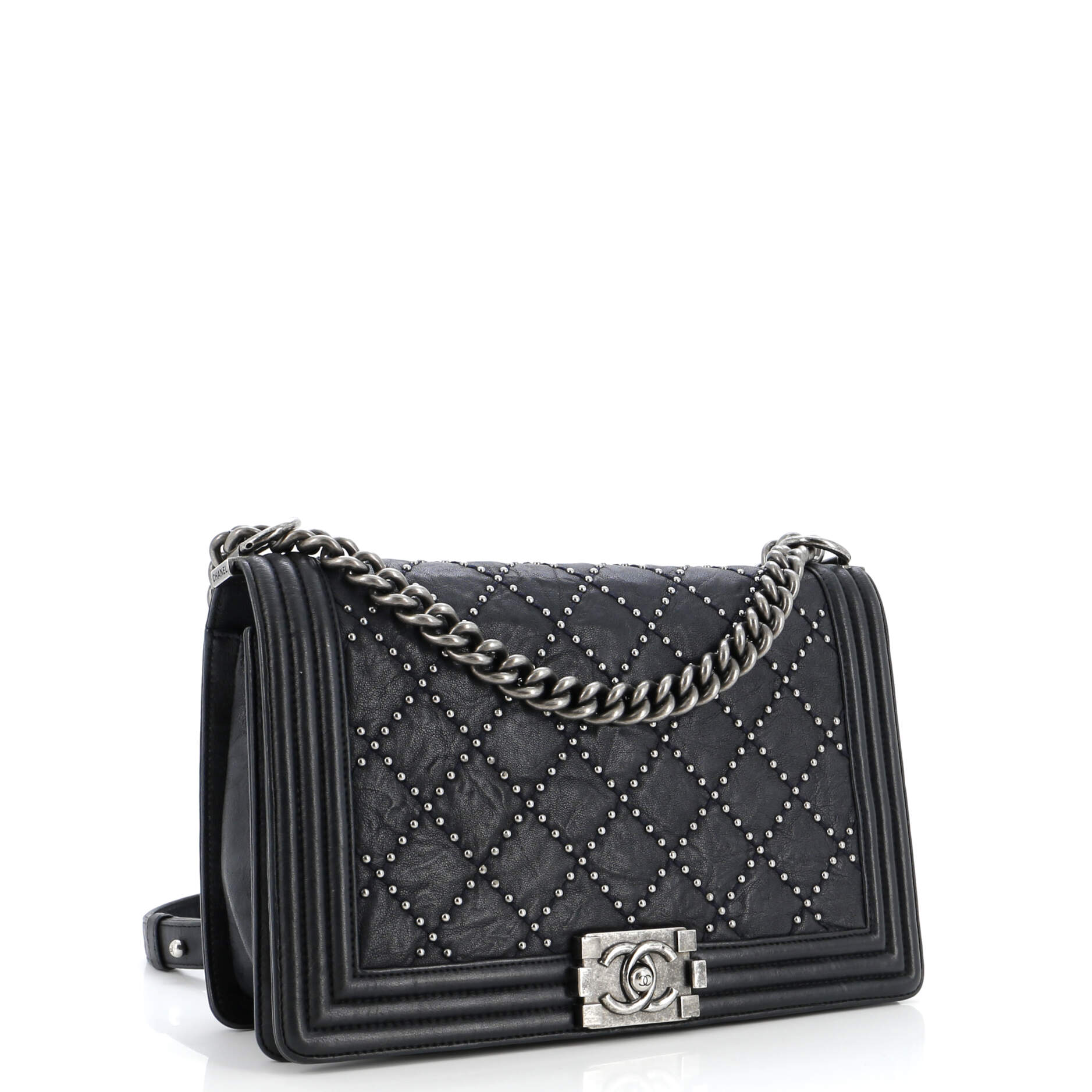 Boy Flap Bag Studded Quilted Distressed Calfskin New Medium