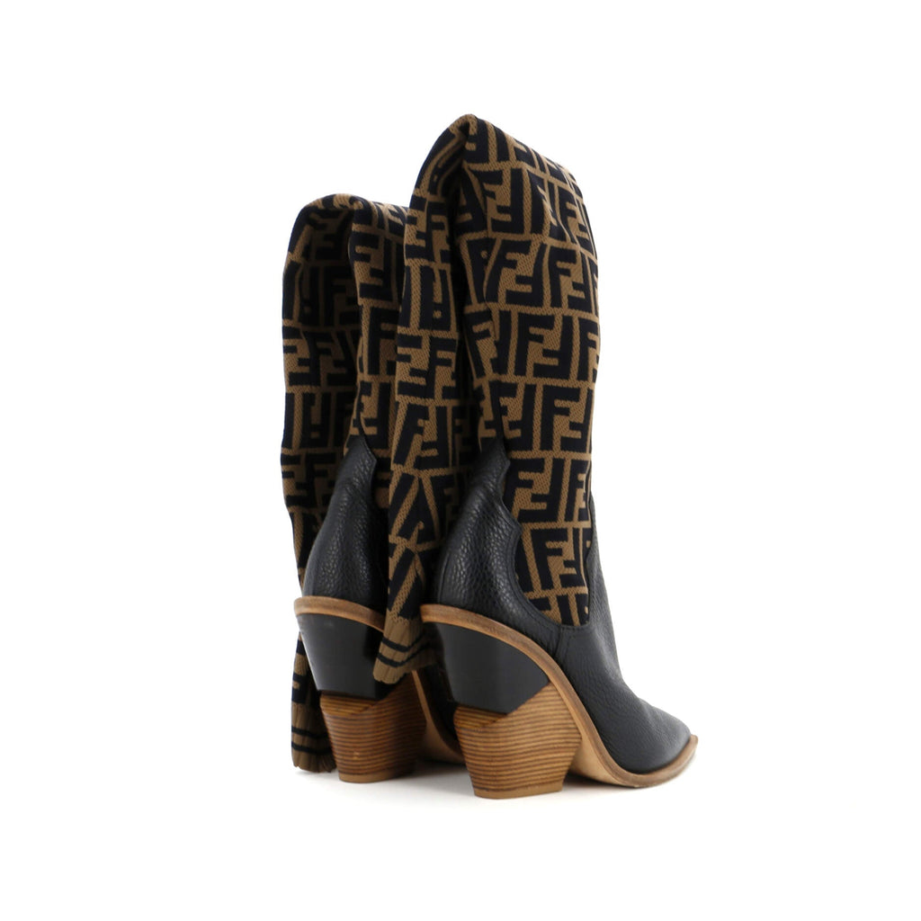 Women's Cutwalk Over the Knee Sock Boots Zucca Knit Stretch Fabric and Leather