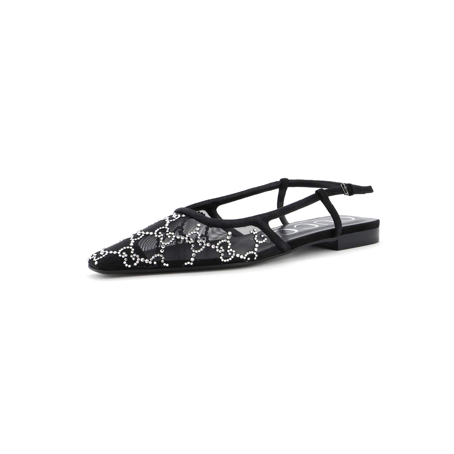 Women's Slingback Flats Crystal GG Embellished Mesh
