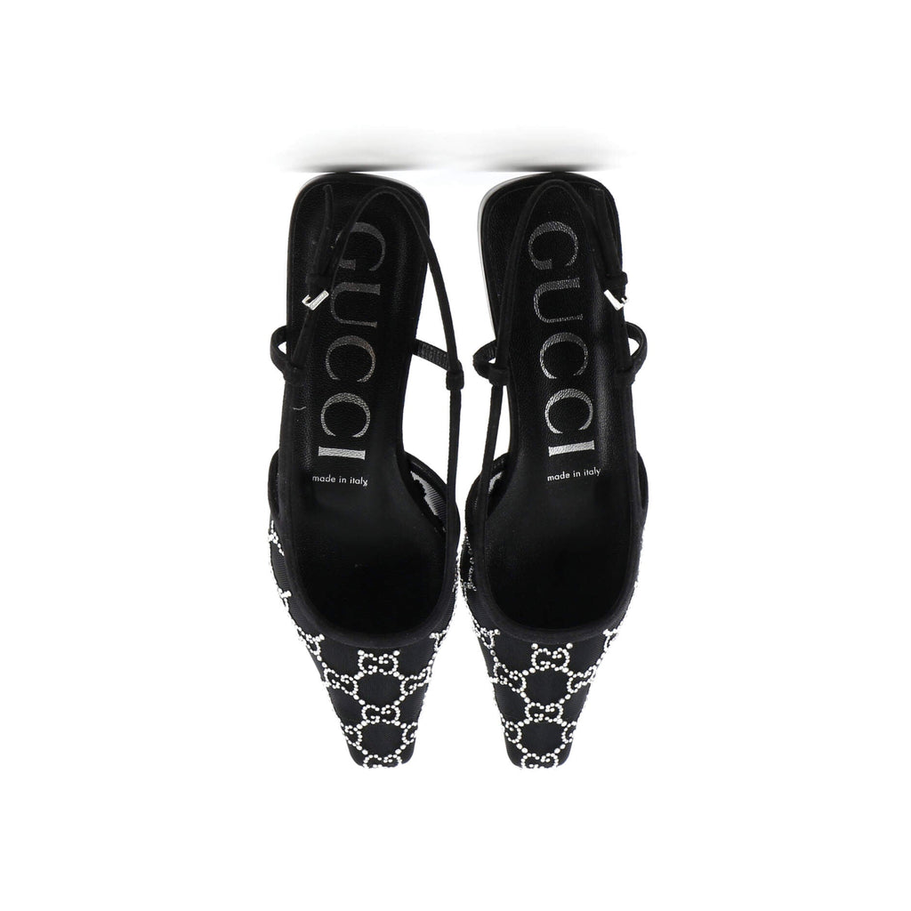 Women's Slingback Flats Crystal GG Embellished Mesh