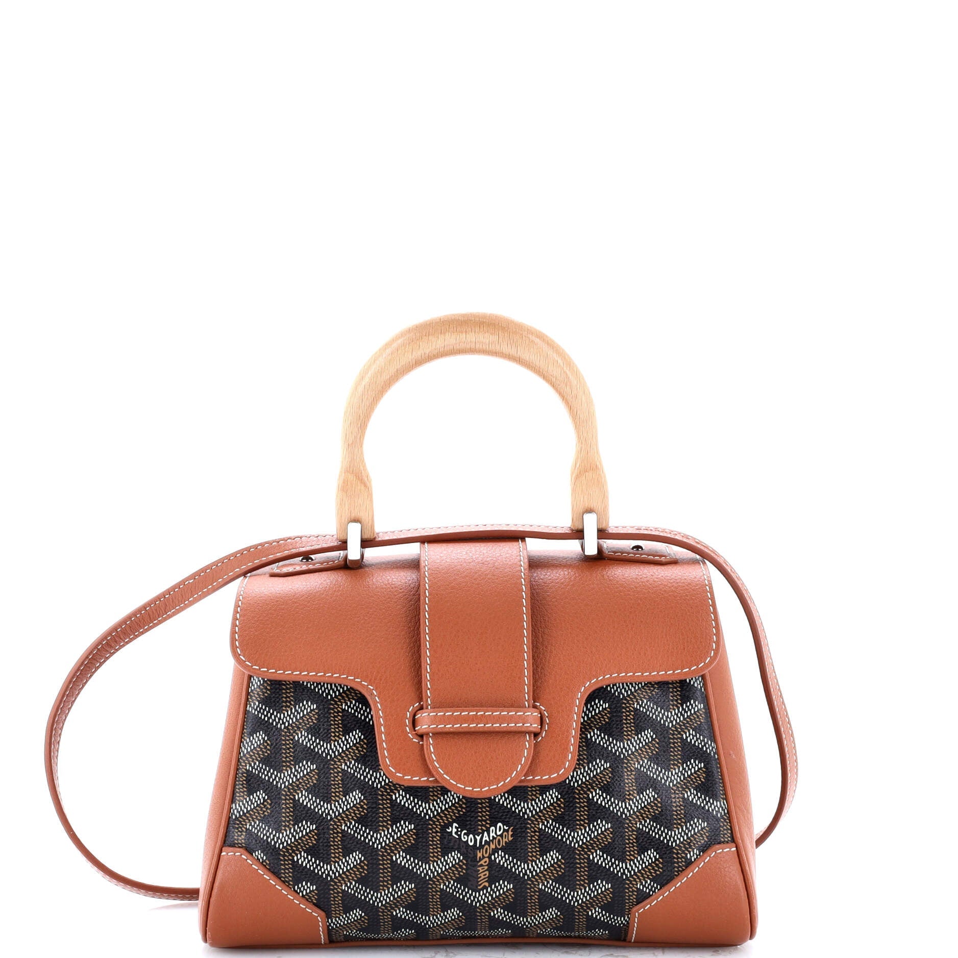 Saigon Top Handle Bag Coated Canvas with Leather Mini