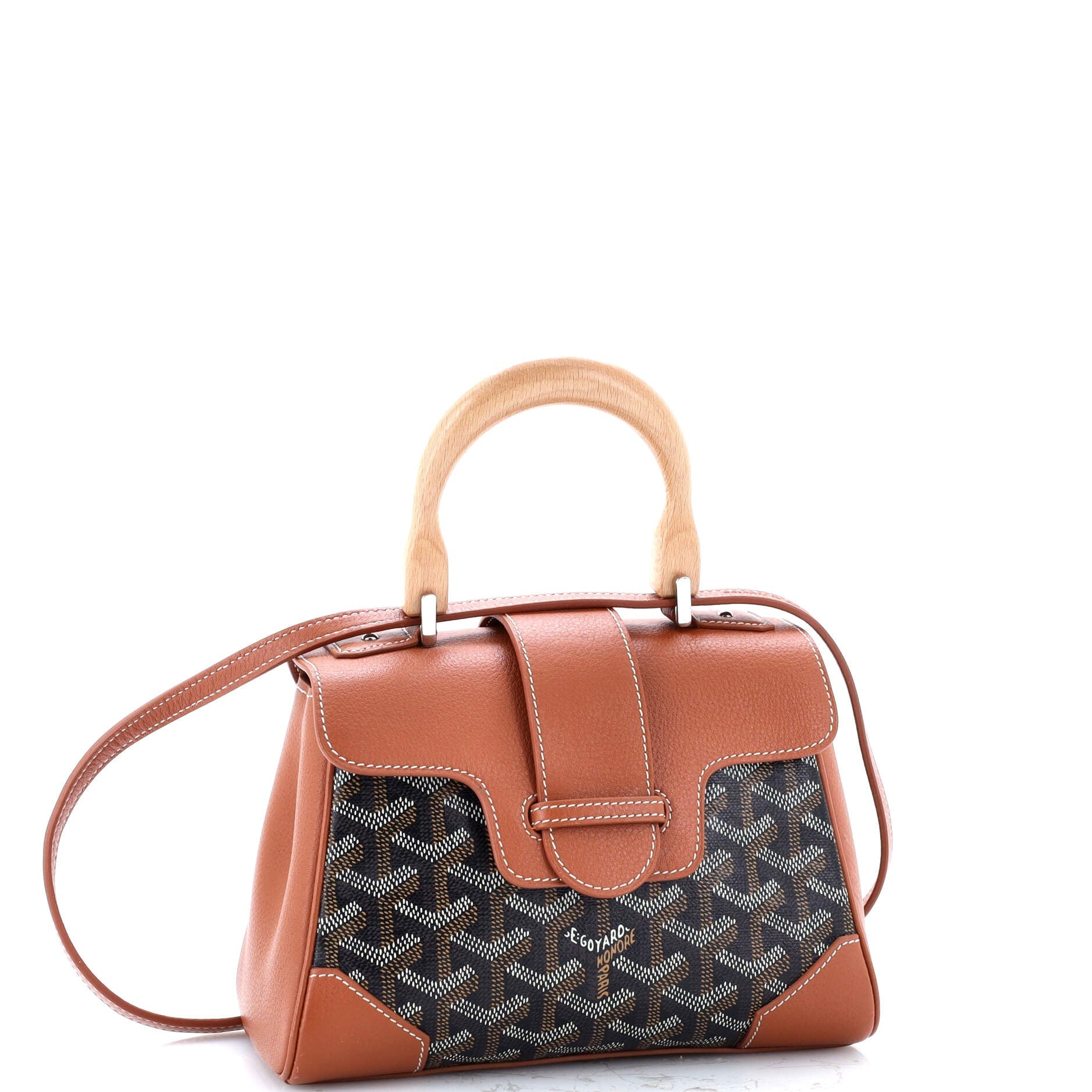 Saigon Top Handle Bag Coated Canvas with Leather Mini