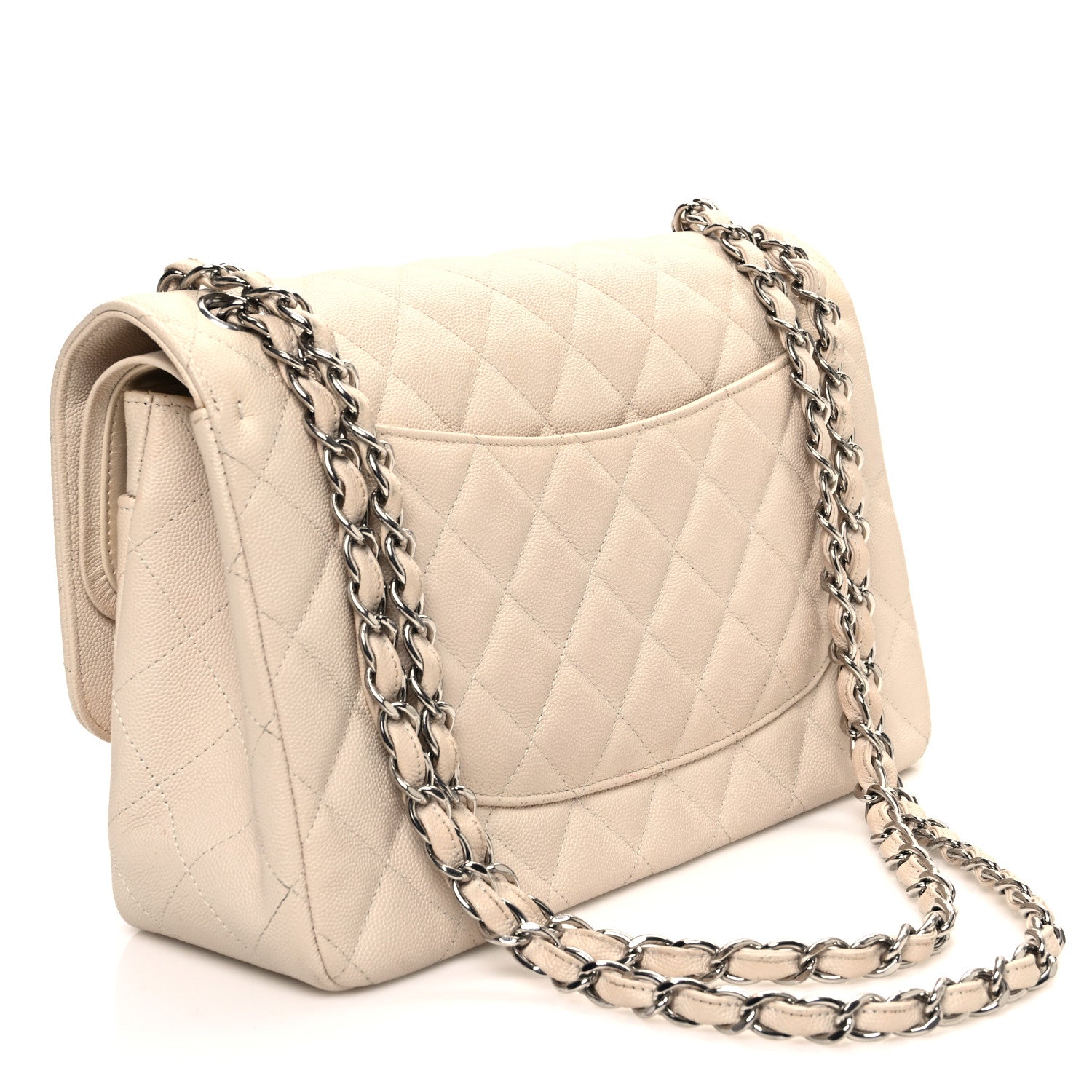 Caviar Quilted Jumbo Double Flap Ivory