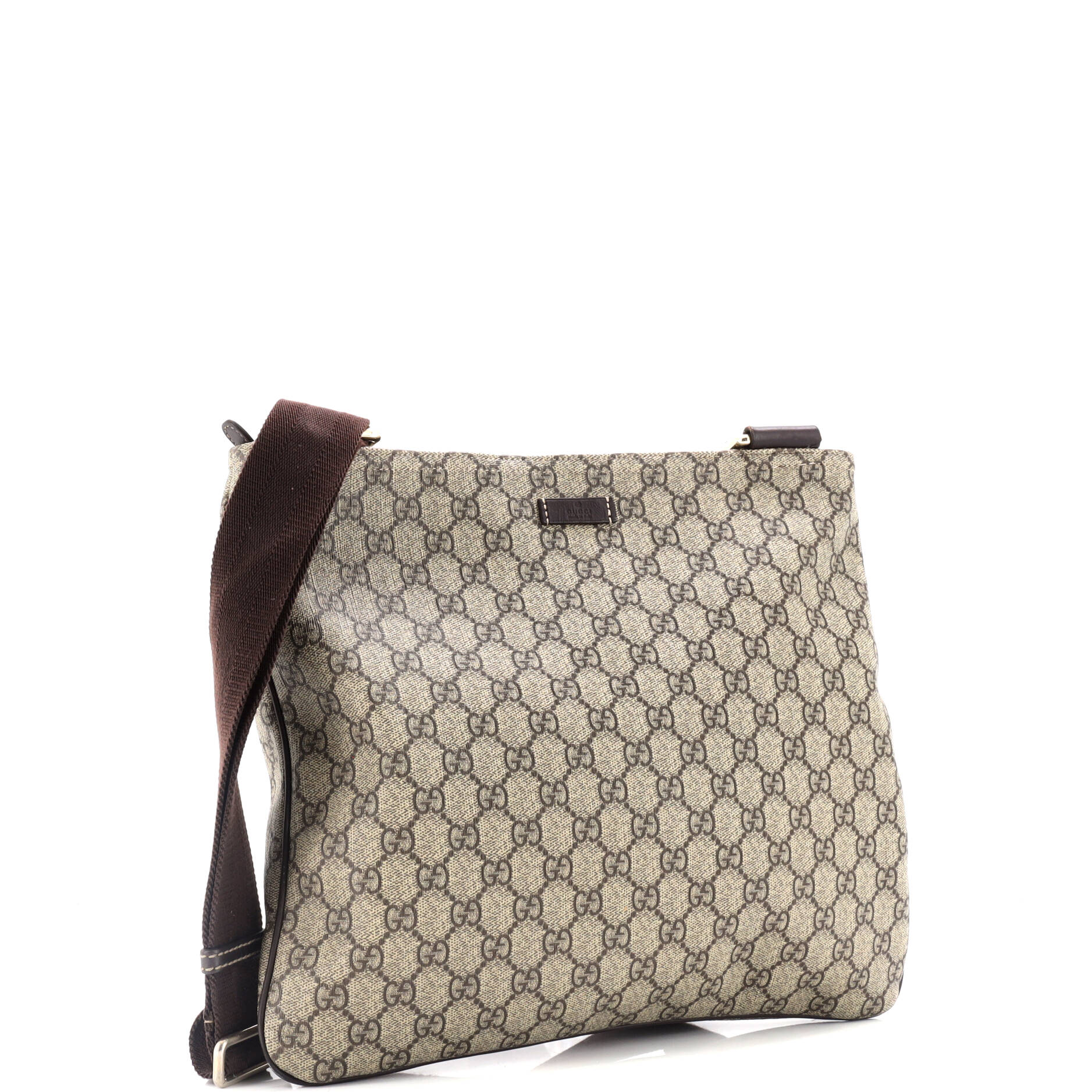 Zip Top Messenger Bag GG Coated Canvas Large