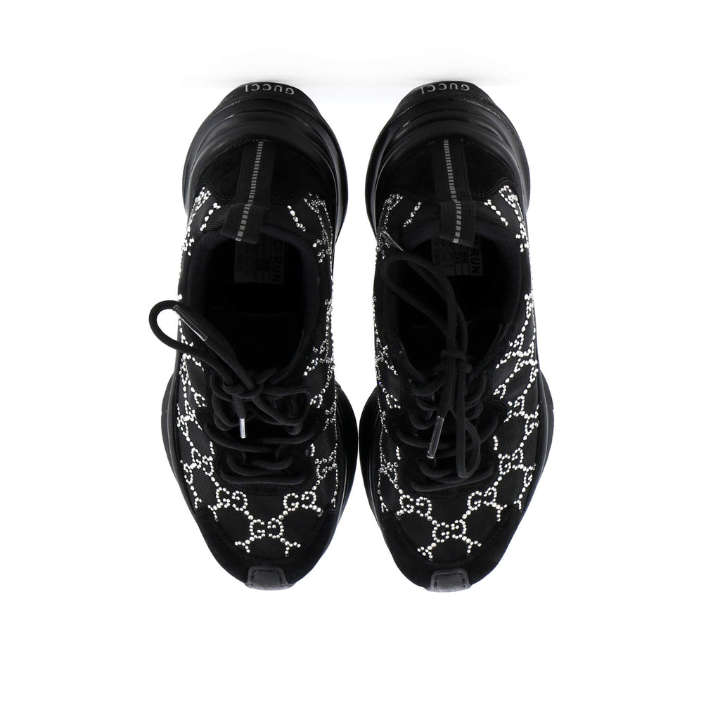 Run Sneakers Crystal GG Embellished Mesh and Suede