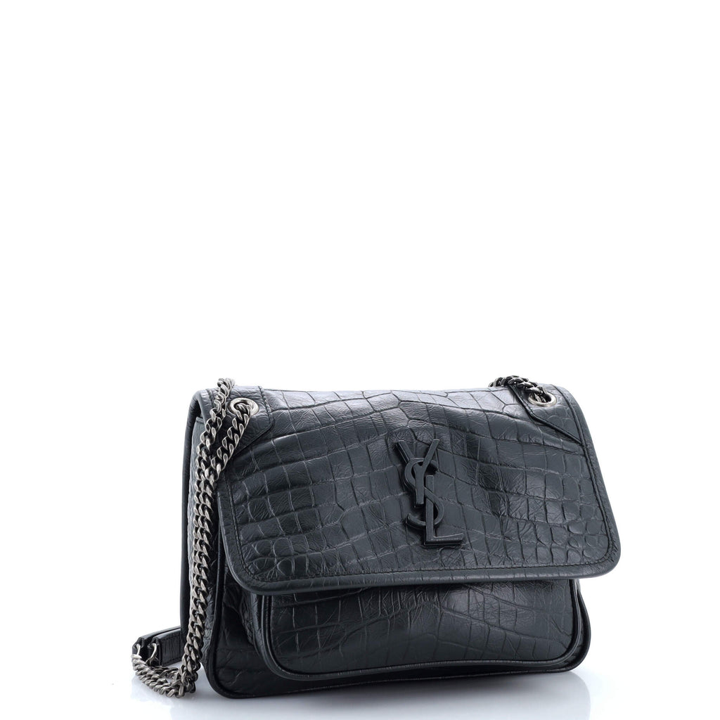 Niki Chain Flap Bag Crocodile Embossed Leather Baby