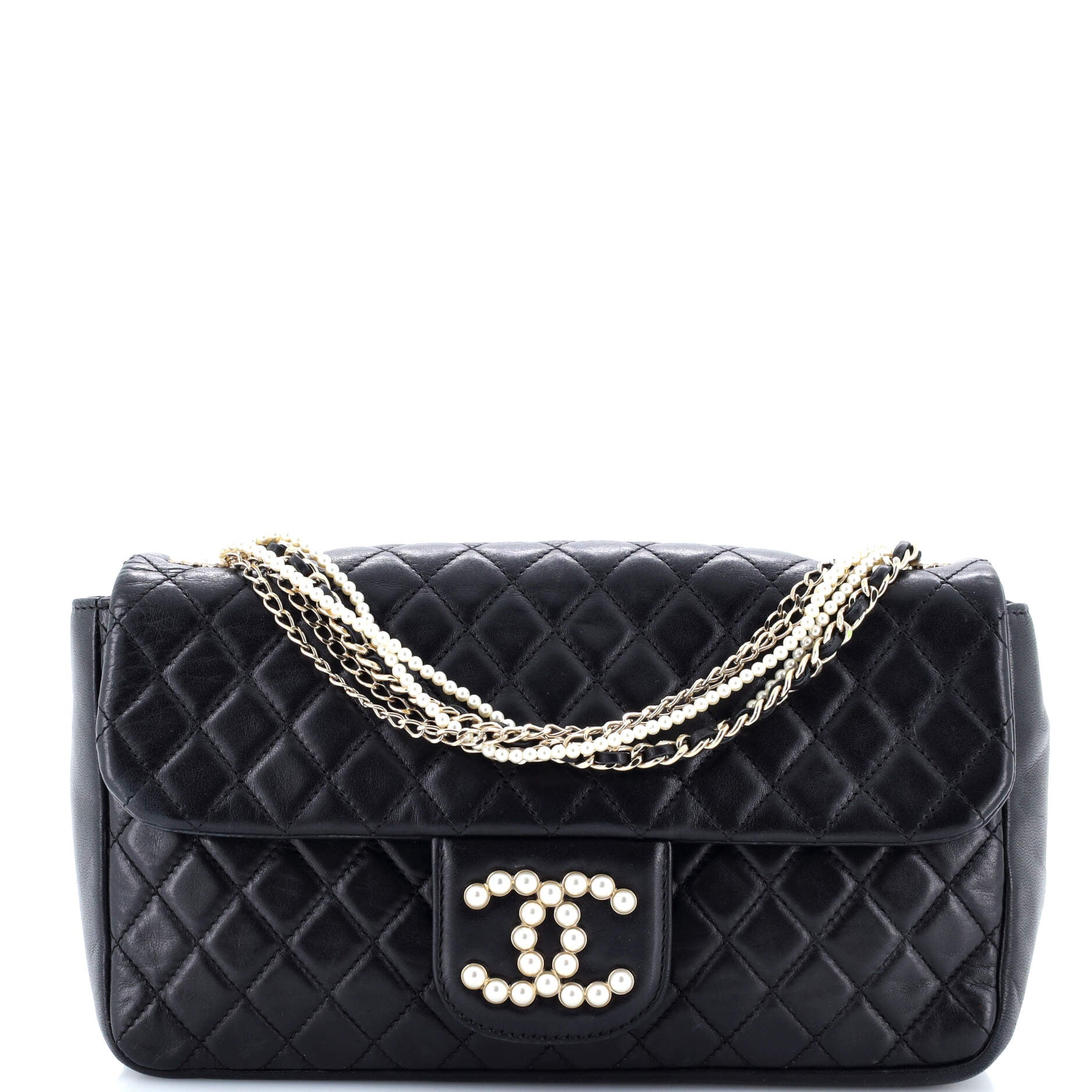Westminster Pearl Chain Flap Bag Quilted Lambskin Medium