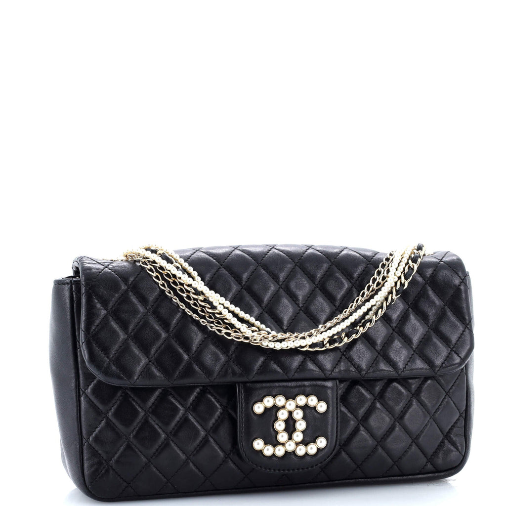 Westminster Pearl Chain Flap Bag Quilted Lambskin Medium