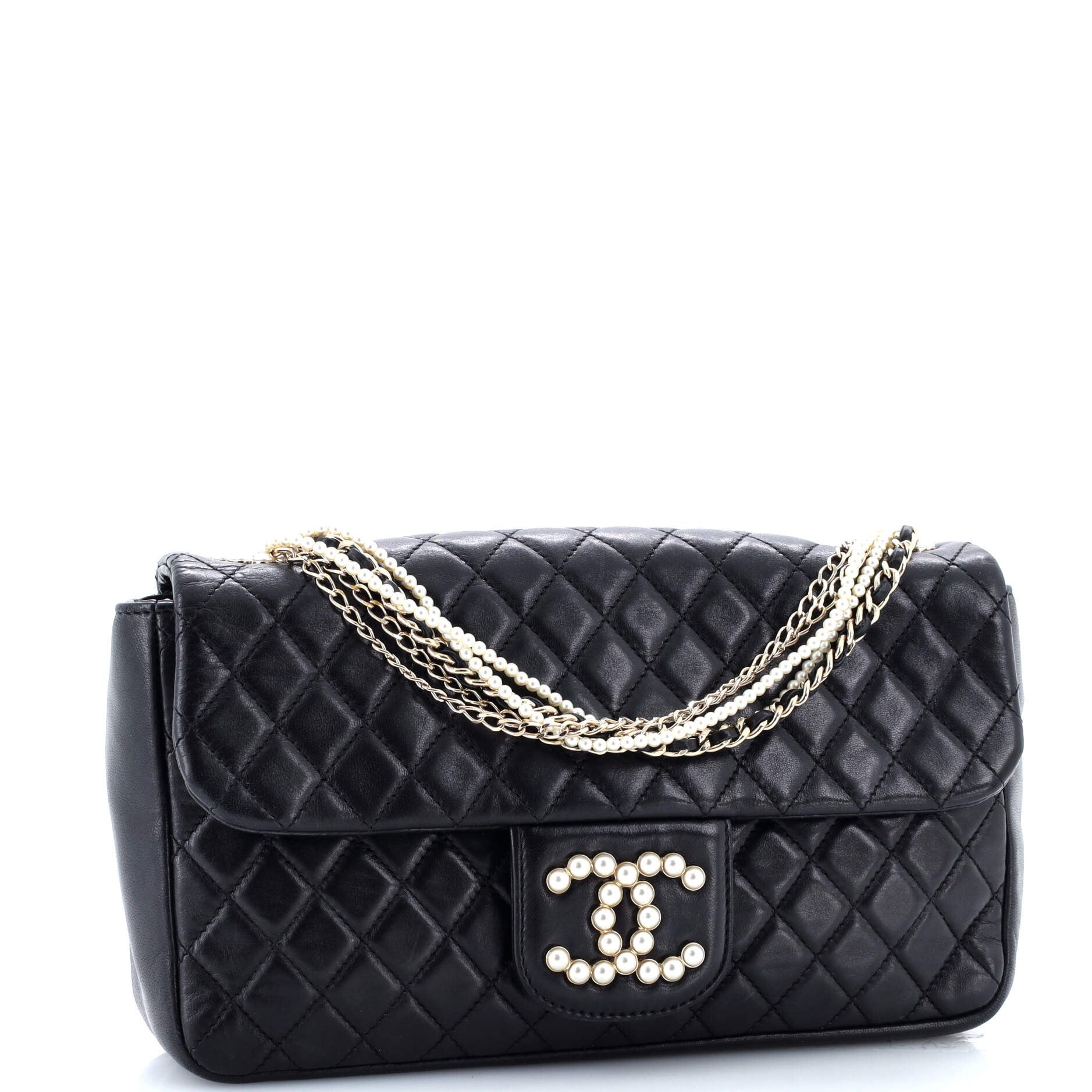 Westminster Pearl Chain Flap Bag Quilted Lambskin Medium
