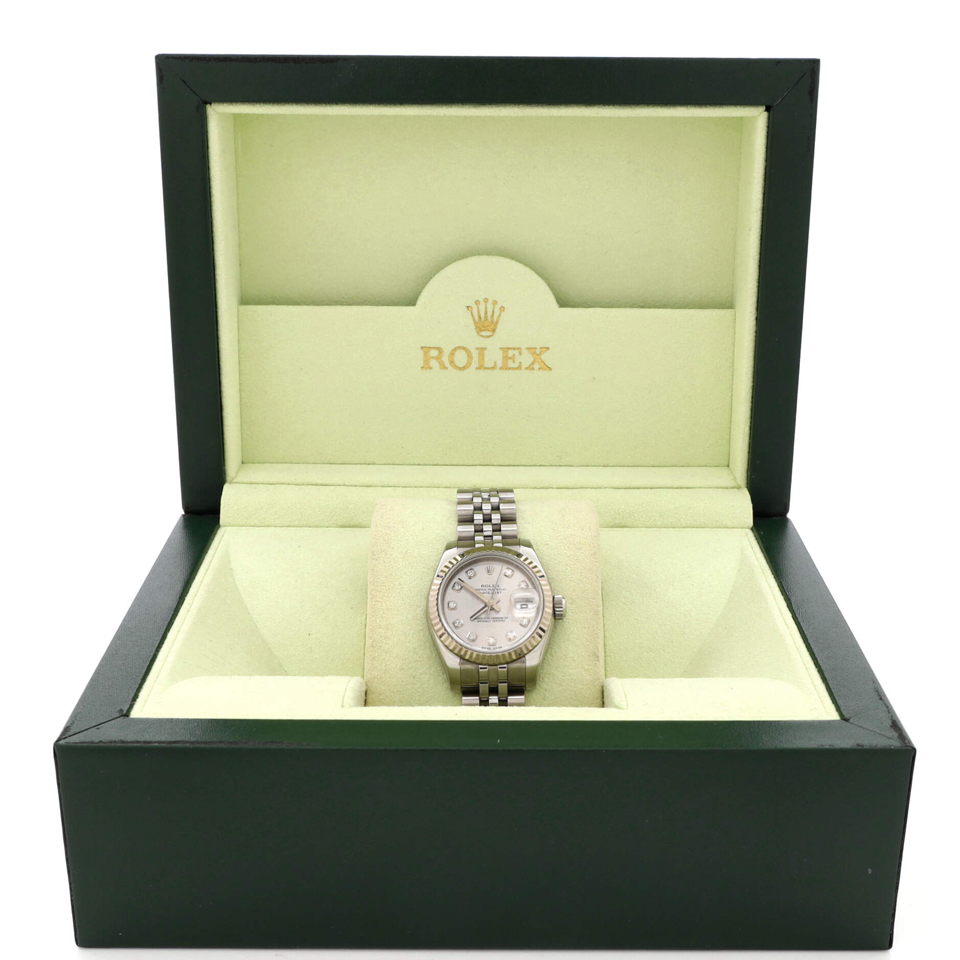 Oyster Perpetual Datejust Automatic Watch Stainless Steel and White Gold with Diamond Markers 26