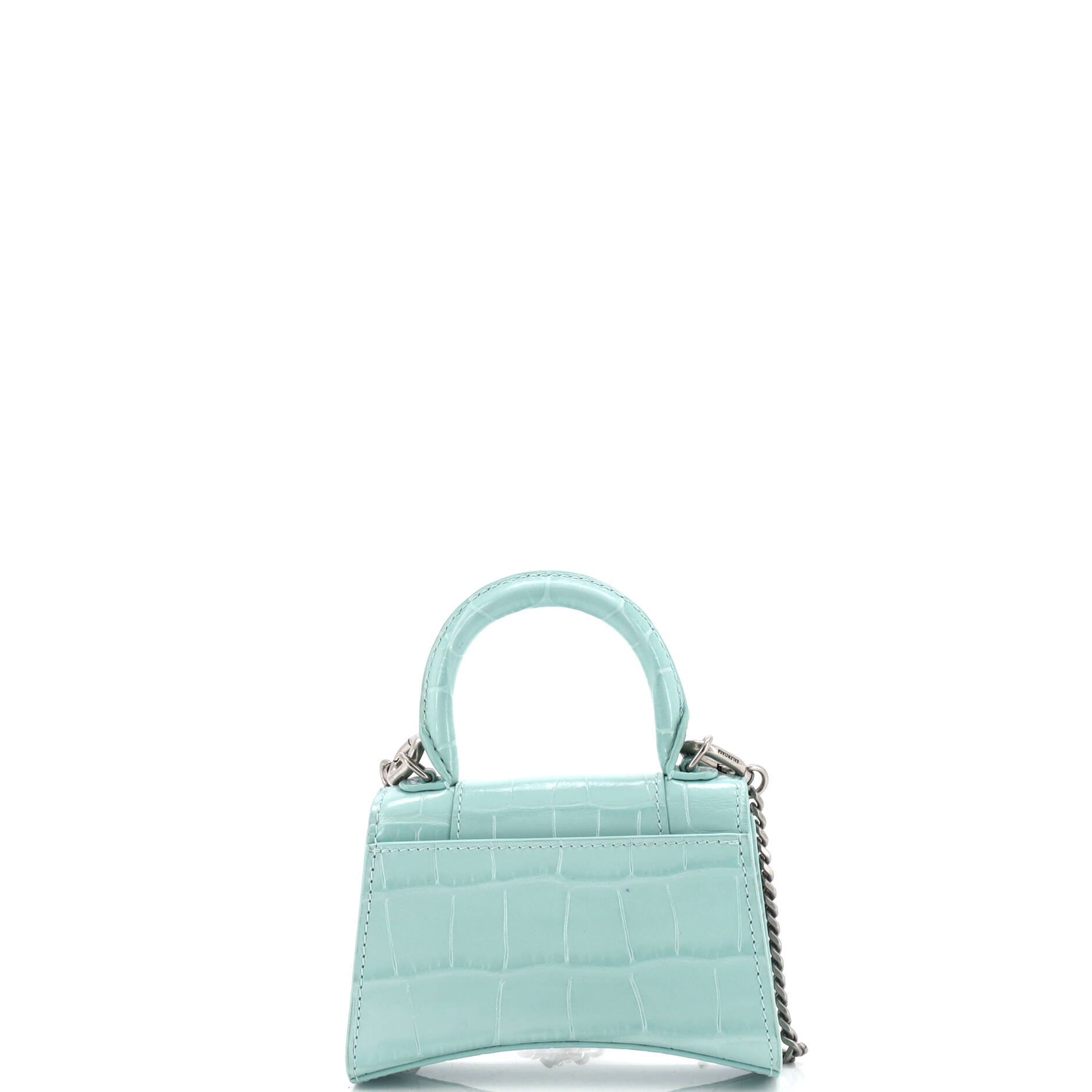 Hourglass Chain Top Handle Bag Crocodile Embossed Leather Mini