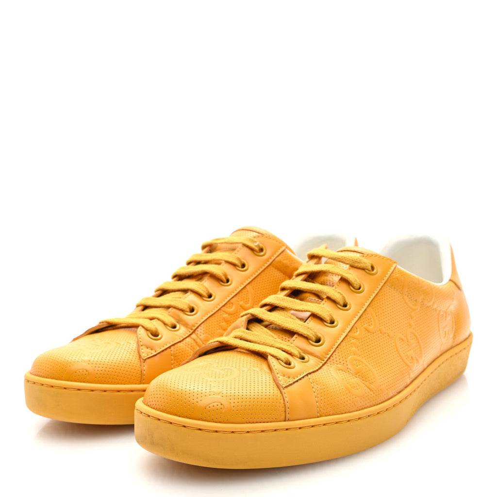 Calfskin GG Tennis Embossed Mens Ace Sneakers 39 Crop