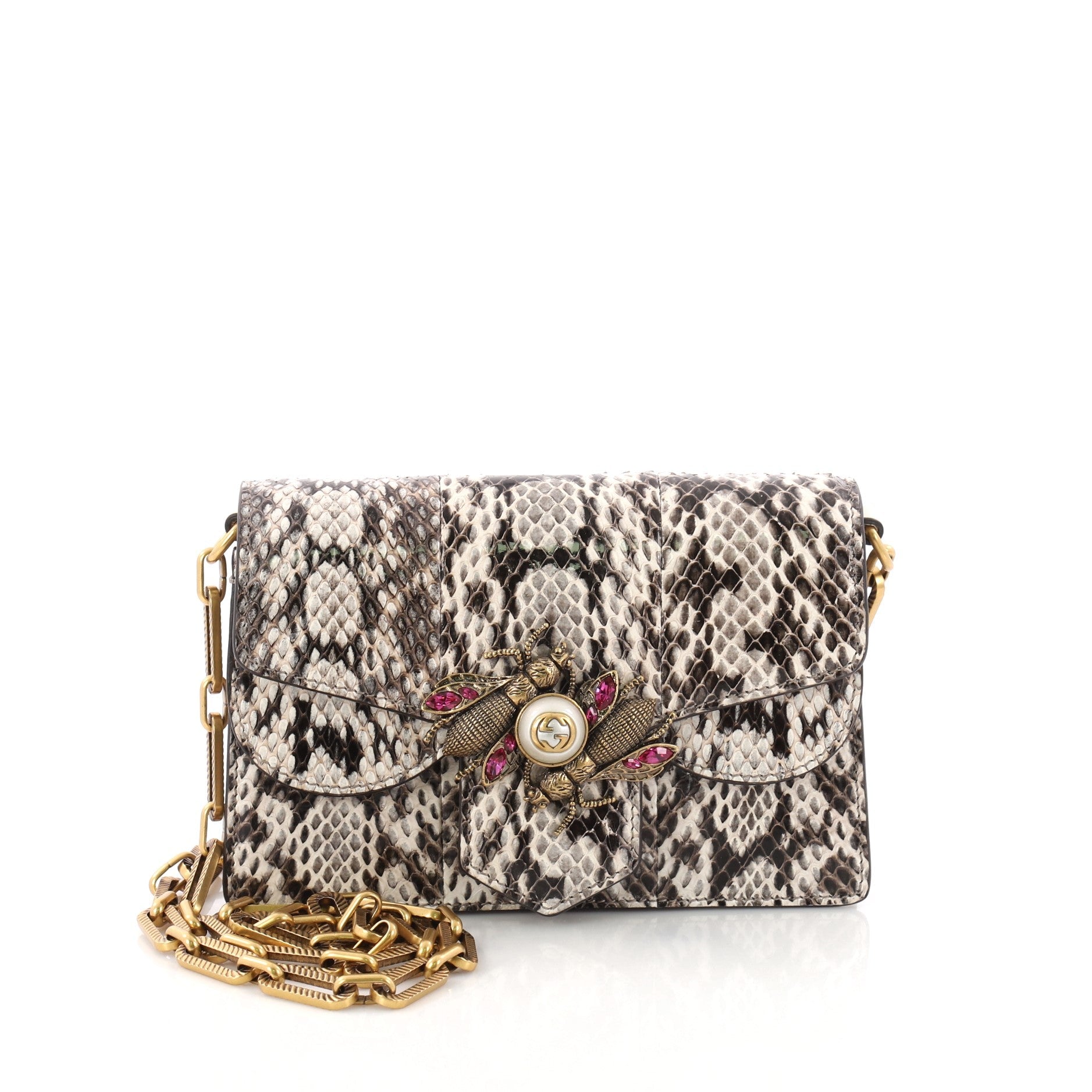 Broadway Bee Shoulder Bag Embellished Python Mini