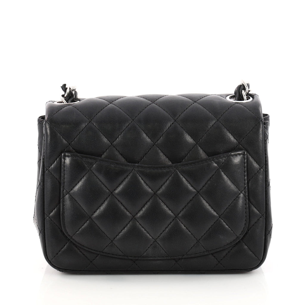 Square Classic Single Flap Bag Quilted Lambskin Mini