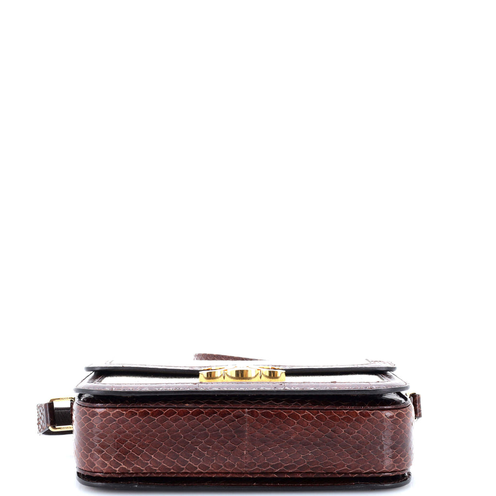 Triomphe Shoulder Bag Canvas with Snakeskin Medium