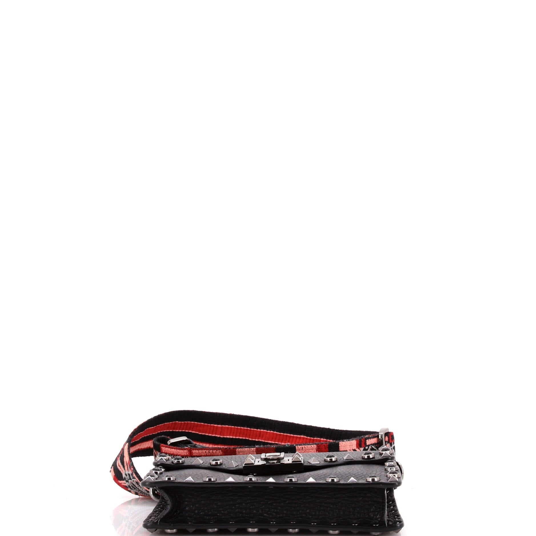 Rolling Rockstud Flip Lock Flap Bag Leather with Cabochons Small