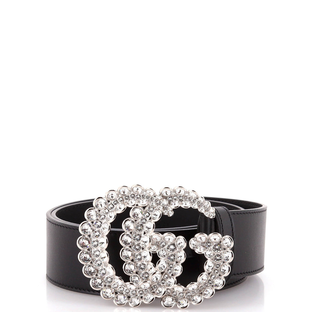 GG Marmont Belt Leather with Crystal Buckle Wide 95
