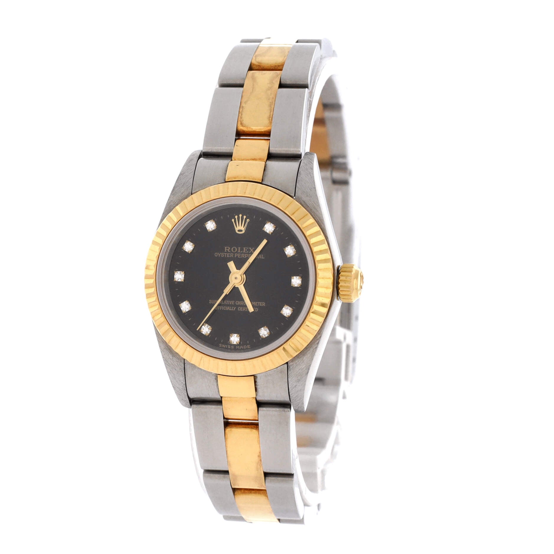 Oyster Perpetual Automatic Watch Stainless Steel and Yellow Gold with Diamond Markers 24
