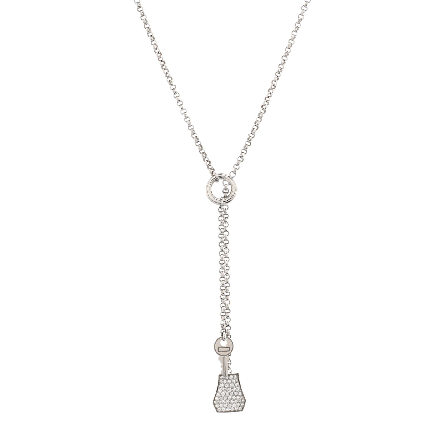Kelly Clochette Pendant Necklace 18K White Gold with Diamonds Small