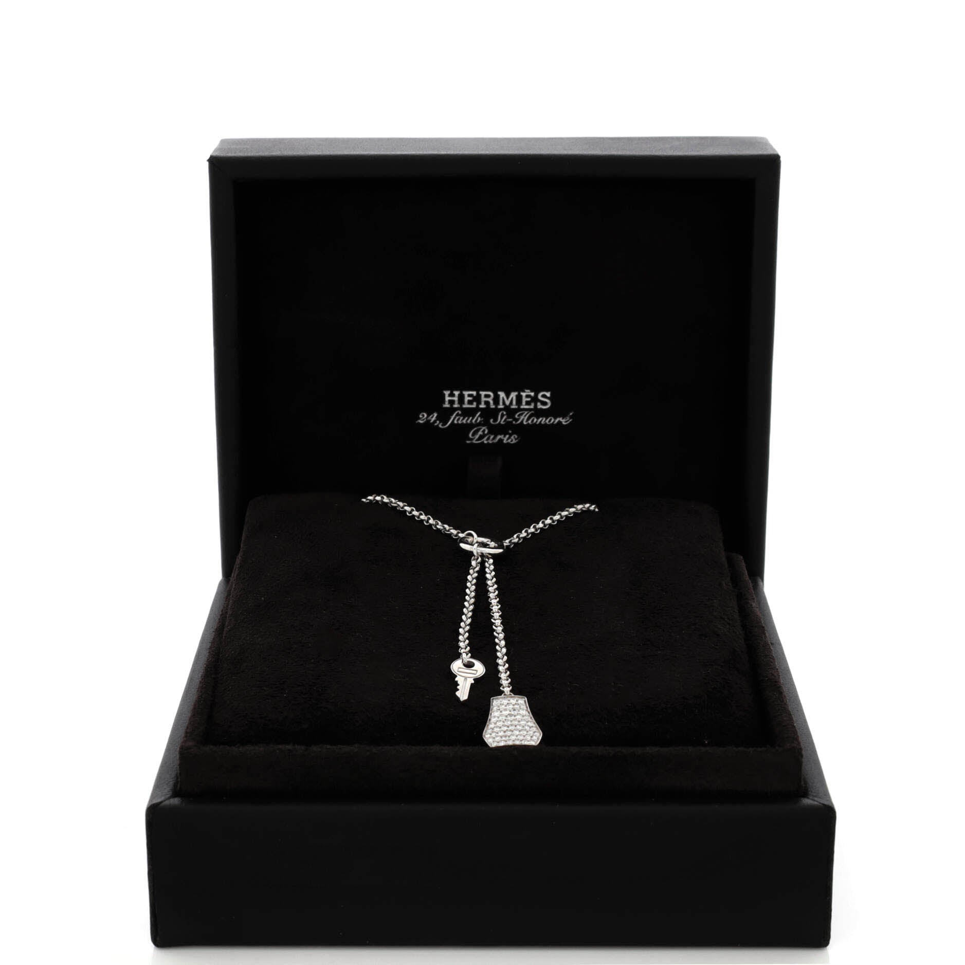 Kelly Clochette Pendant Necklace 18K White Gold with Diamonds Small