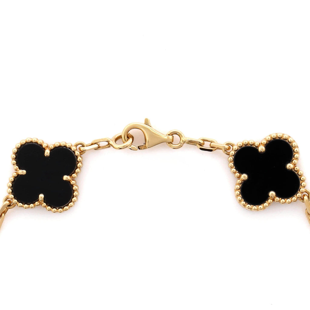 Vintage Alhambra 5 Motifs Bracelet 18K Yellow Gold and Onyx
