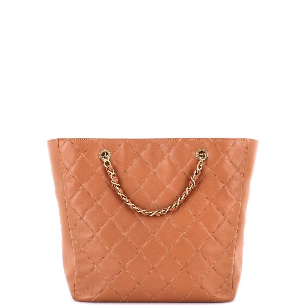 Open Shopping Tote Quilted Lambskin Large
