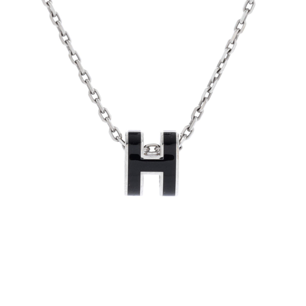 Pop H Pendant Chain Necklace Metal and Enamel Mini