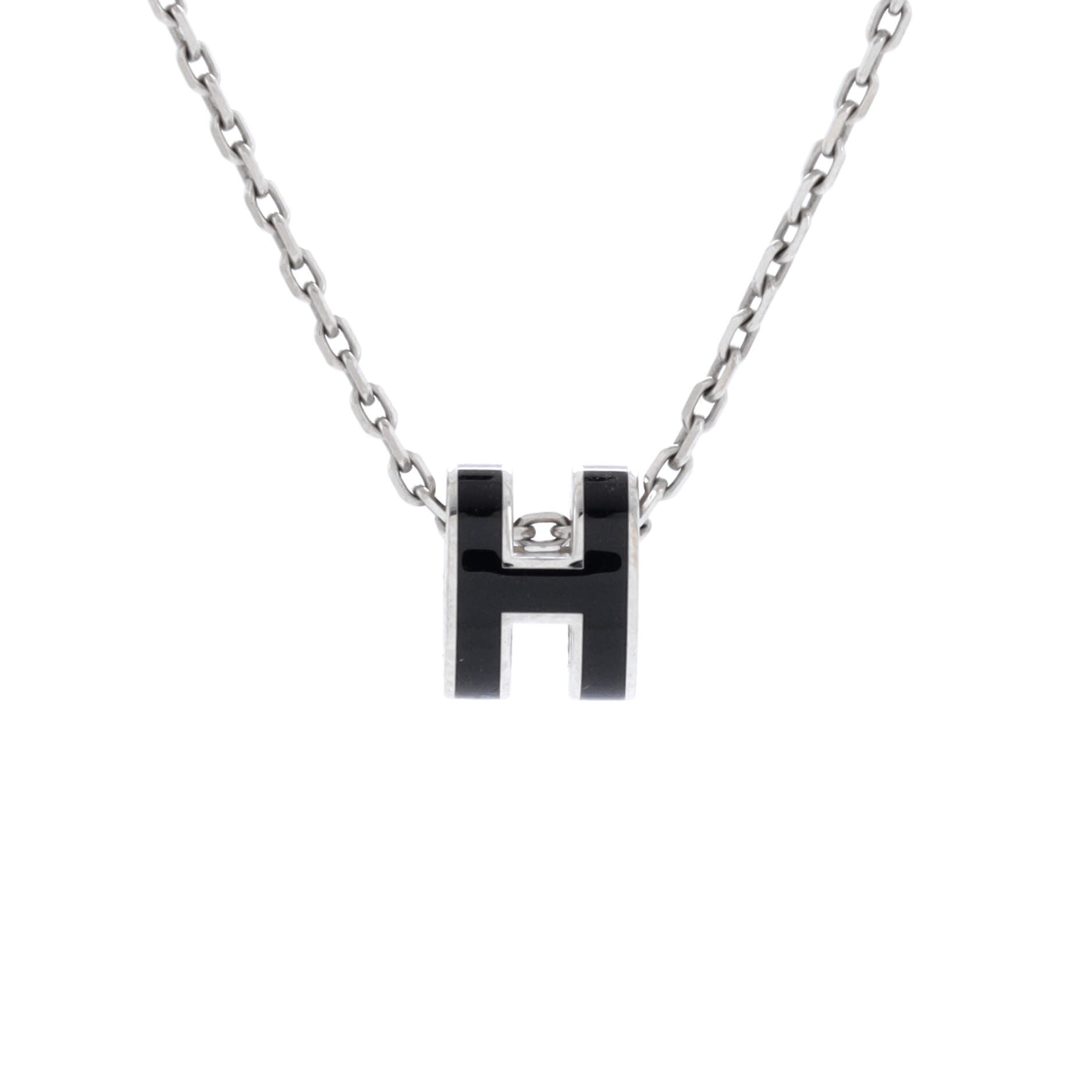 Pop H Pendant Chain Necklace Metal and Enamel Mini
