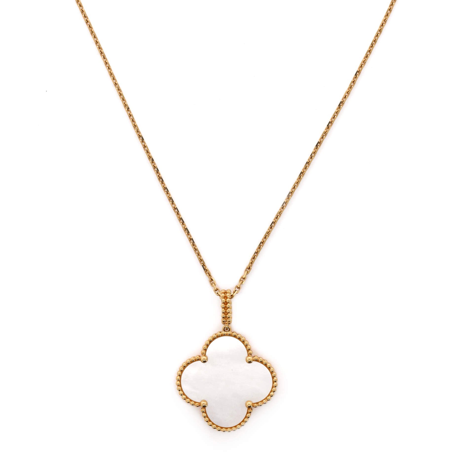 Magic Alhambra Long Necklace 18K Yellow Gold and Mother of Pearl
