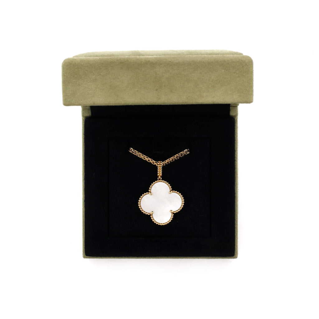 Magic Alhambra Long Necklace 18K Yellow Gold and Mother of Pearl