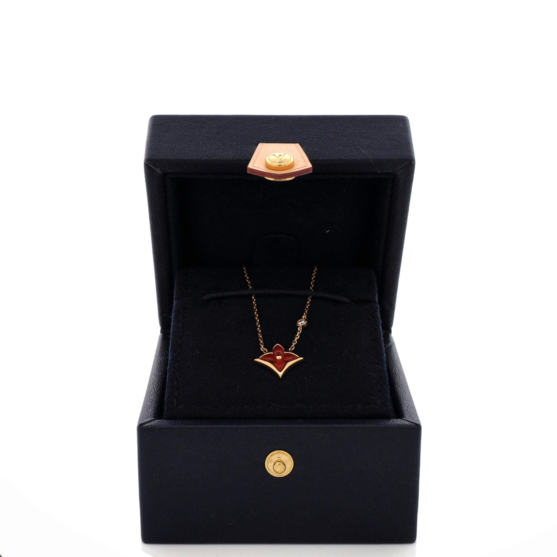 Color Blossom BB Star Pendant Necklace 18K Rose Gold with Diamond and Cornelian