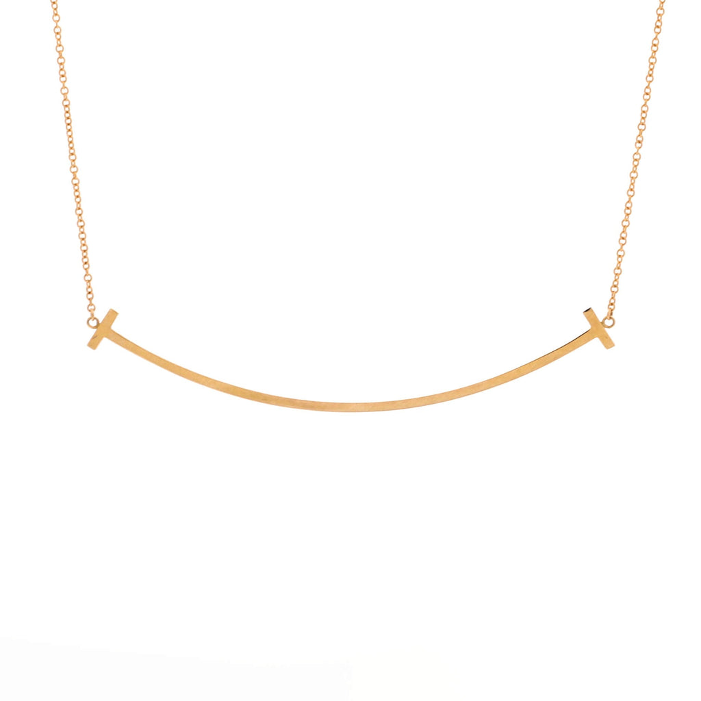 T Smile Pendant Necklace 18K Rose Gold Large