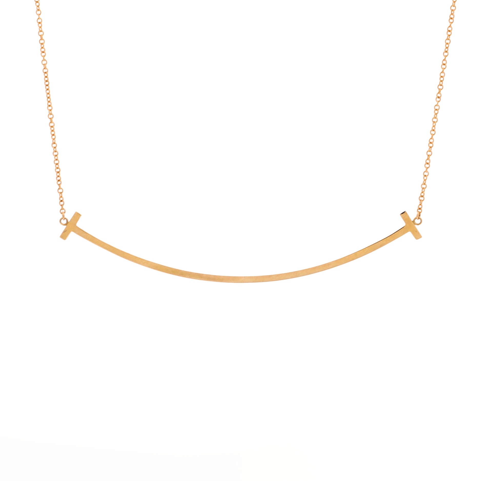 T Smile Pendant Necklace 18K Rose Gold Large