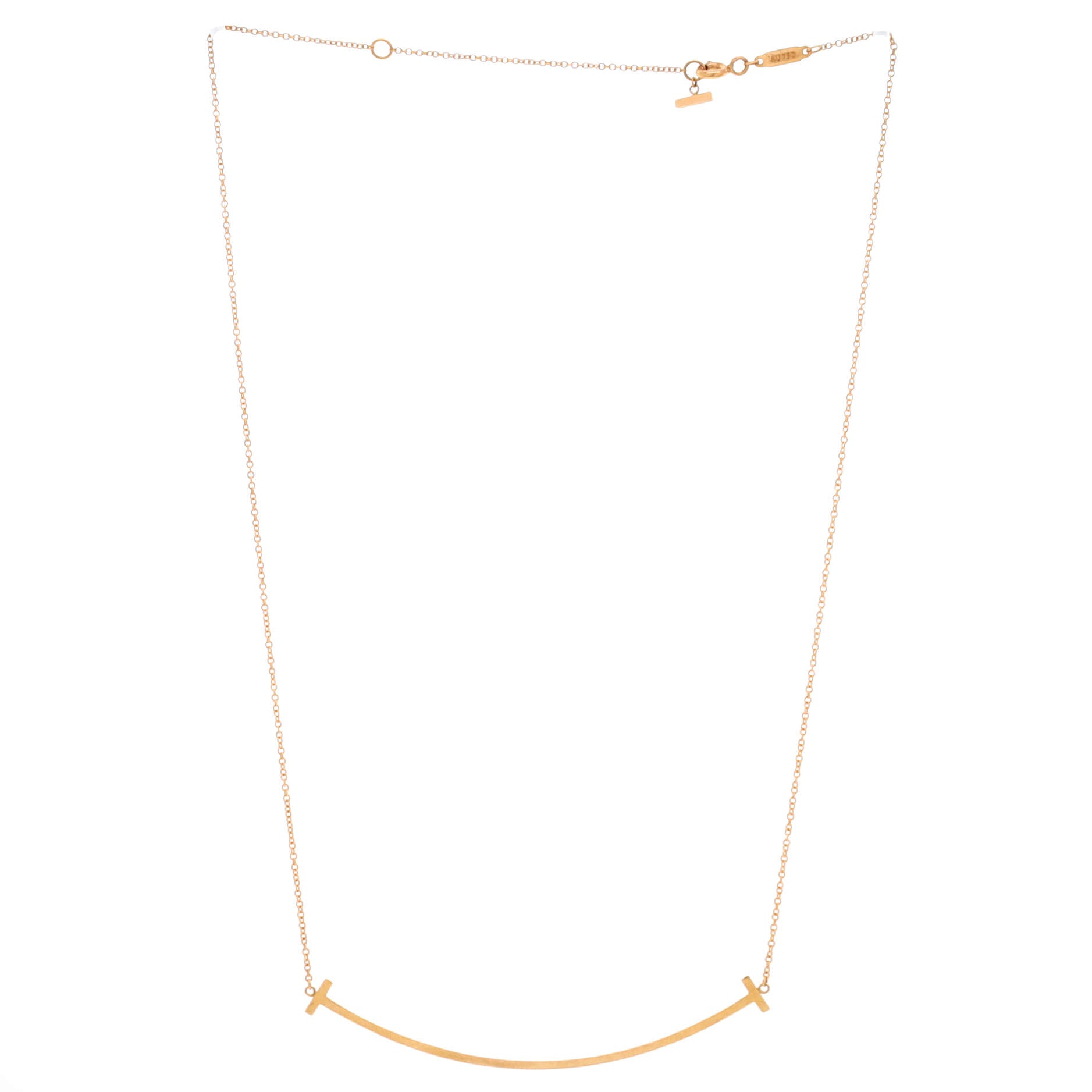 T Smile Pendant Necklace 18K Rose Gold Large