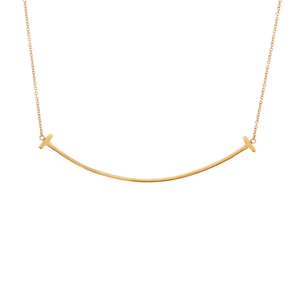 T Smile Pendant Necklace 18K Yellow Gold Large