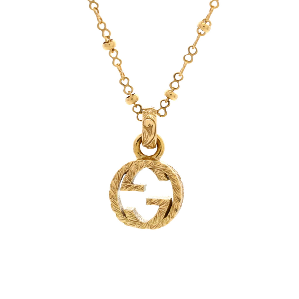 Interlocking G Arabesque Pendant Necklace 18K Yellow Gold