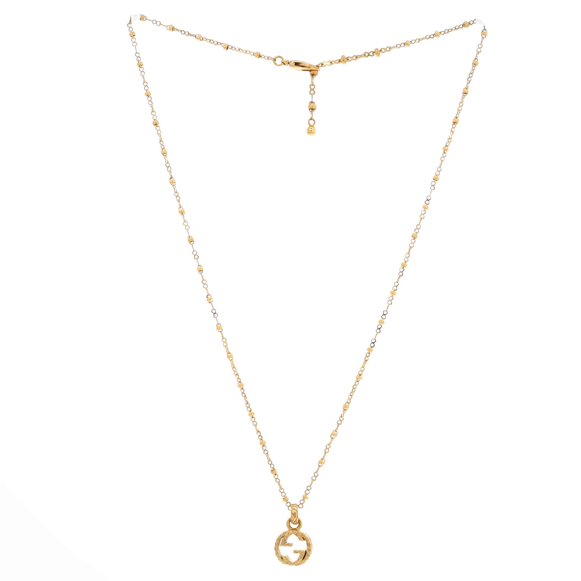 Interlocking G Arabesque Pendant Necklace 18K Yellow Gold
