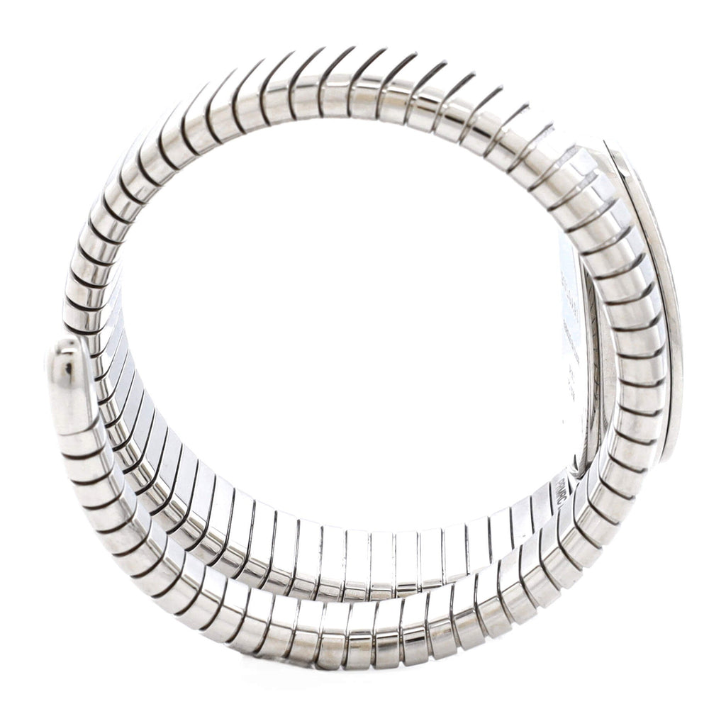 Serpenti Tubogas Single Spiral Quartz Watch Stainless Steel with Diamond Bezel and Dial 23