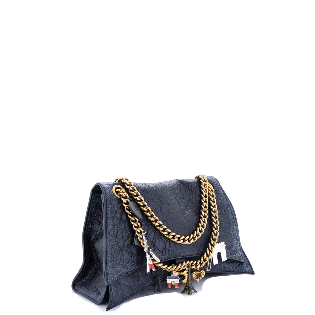 Crush Charm Chain Flap Bag Leather Medium