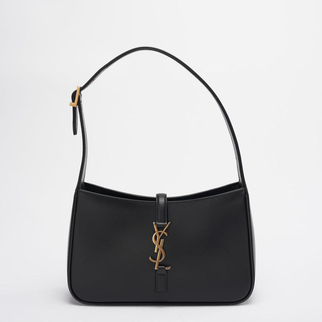 Saint Laurent Le 5 a 7 Black Hobo Bag  with Gold Hardware