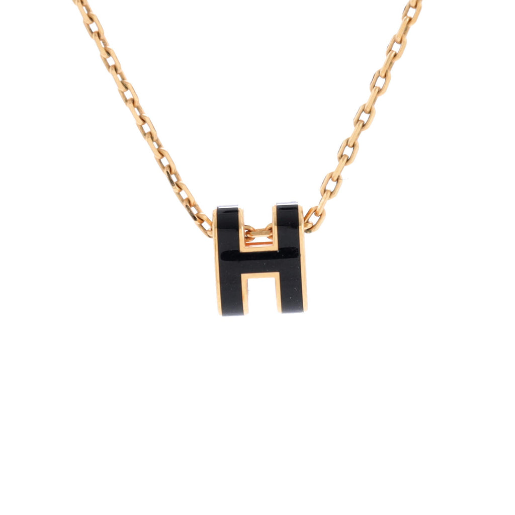Pop H Pendant Chain Necklace Metal and Enamel Mini